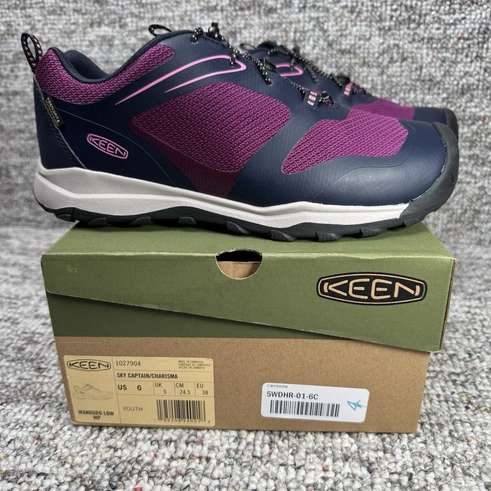 KEEN Shoes Youth Size 6 Wanduro Low Waterproof Sky Captain Purple New